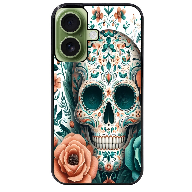 Coque noire taperso pour Iphone 17 17E AIR MAX PRO avec motif mort mexicaine turquoise protection antichoc personnalisée