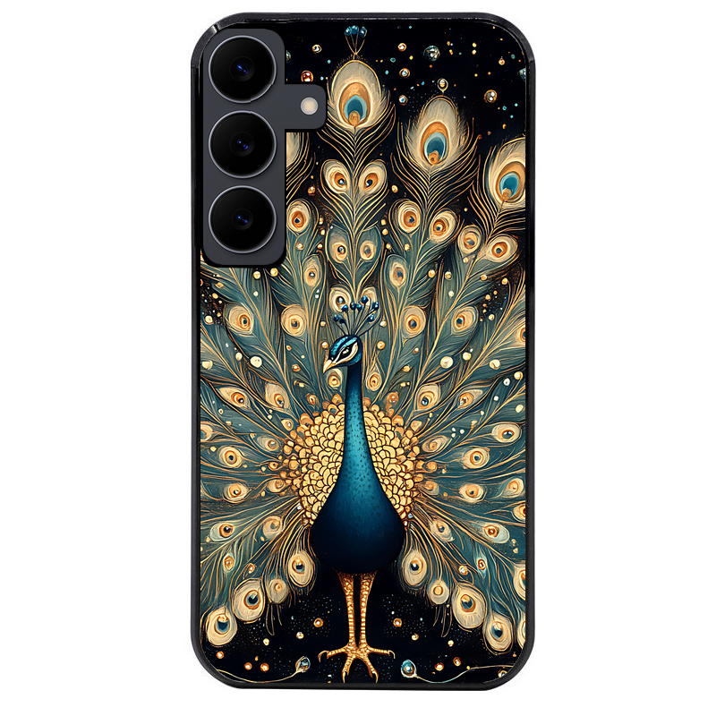 Coque noire taperso pour galaxy A06 A16 A26 A36 A56 avec motif paon mandala protection antichoc personnalisée