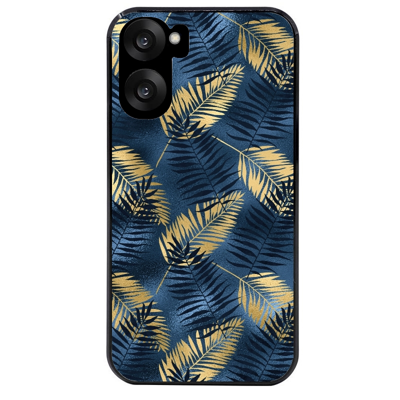 Coque noire taperso pour OnePlus Nord CE5 avec motif palmier bleu protection antichoc personnalisée