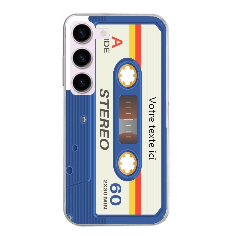 Coque taperso pour Galaxy A13 4G et 5G A23 A53 personnalisable avec motif cassette bleu protection antichoc personnalisée
