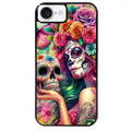 Coque noire taperso pour Iphone 16 16E PLUS MAX PRO avec motif tete de mort calavera skull protection antichoc personnalisée