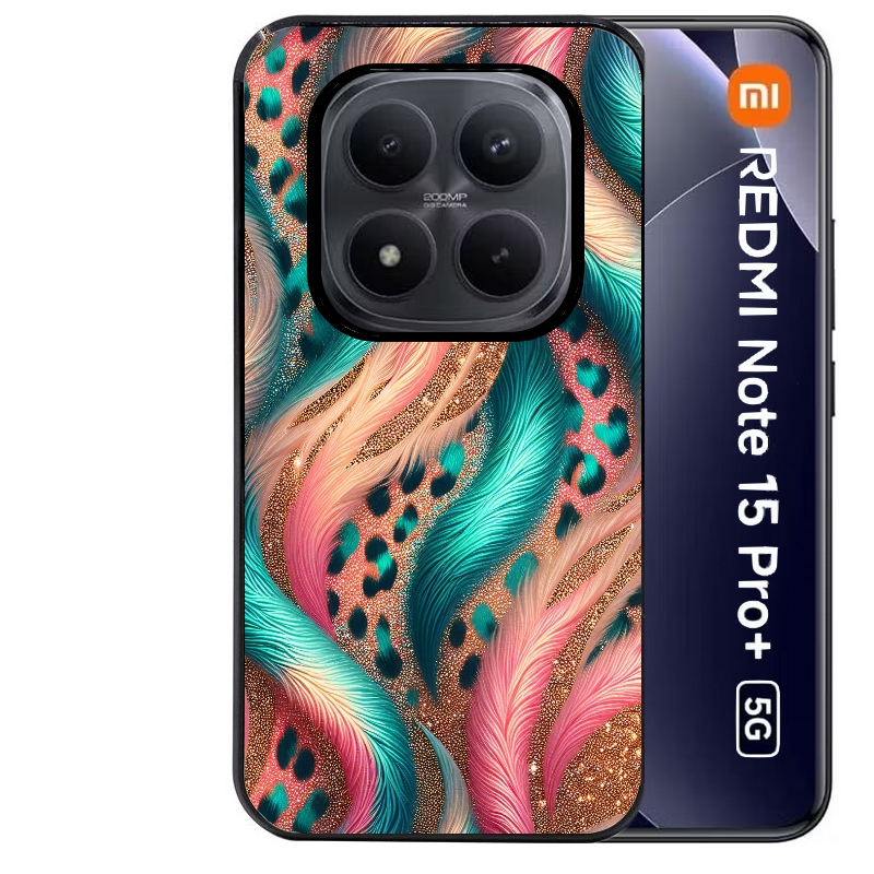 Coque noire taperso pour Redmi Note 15 et PRO PLUS 4G 5G avec motif effet fourrure leopard 2 protection antichoc personnalisée