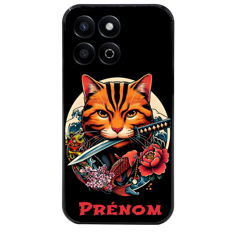 Coque noire taperso pour Honor 70 LITE 90 et LITE avec motif chat carpe koii japan personnalise protection antichoc personnalisée