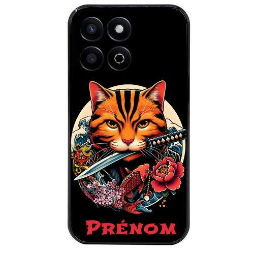 Coque noire taperso pour Honor X8 5G avec motif chat carpe koii japan personnalise protection antichoc personnalisée