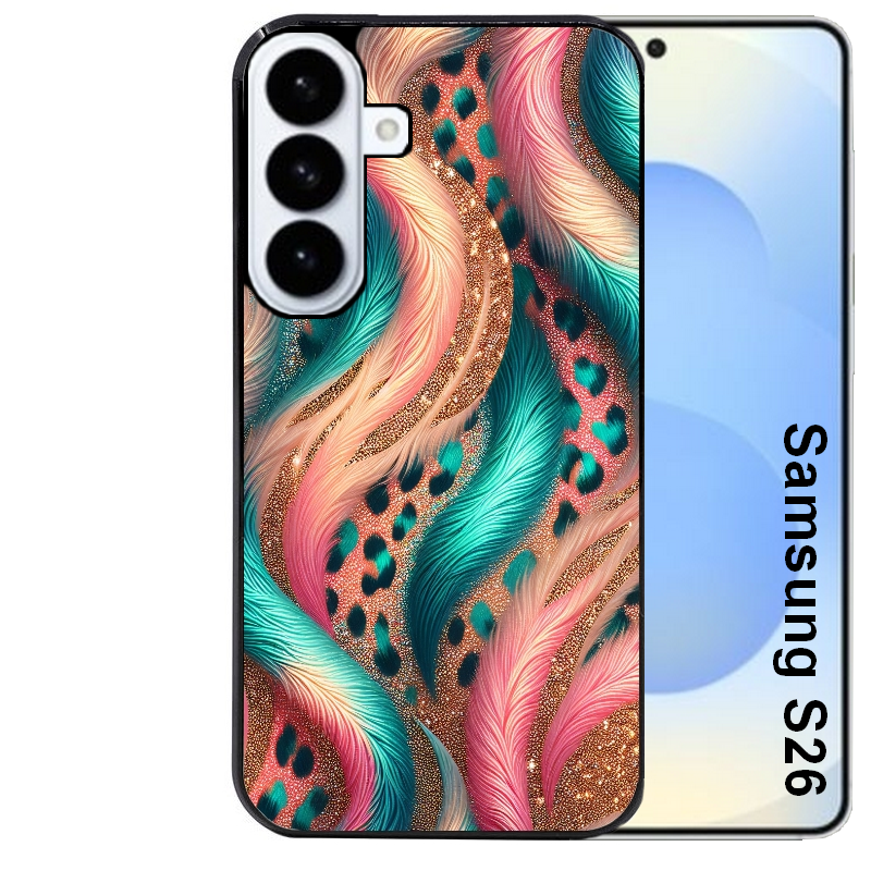 Coque noire taperso pour galaxy S26 et PLUS ULTRA FE avec motif effet fourrure leopard 2 protection antichoc personnalisée