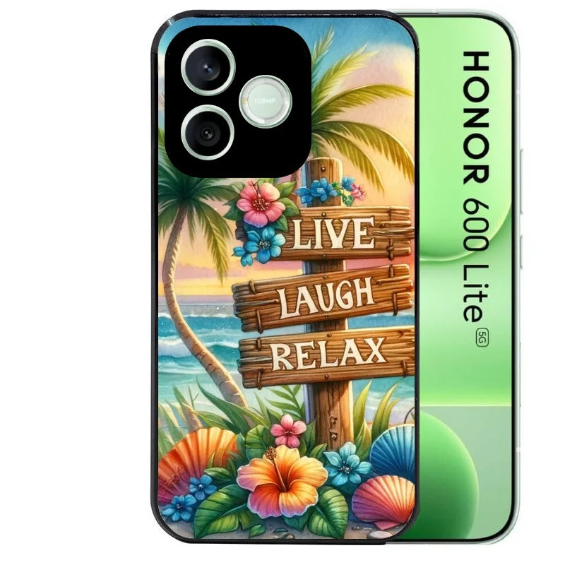 Coque noire pour Honor 600 LITE avec motif tropical vacances protection antichoc personnalisée