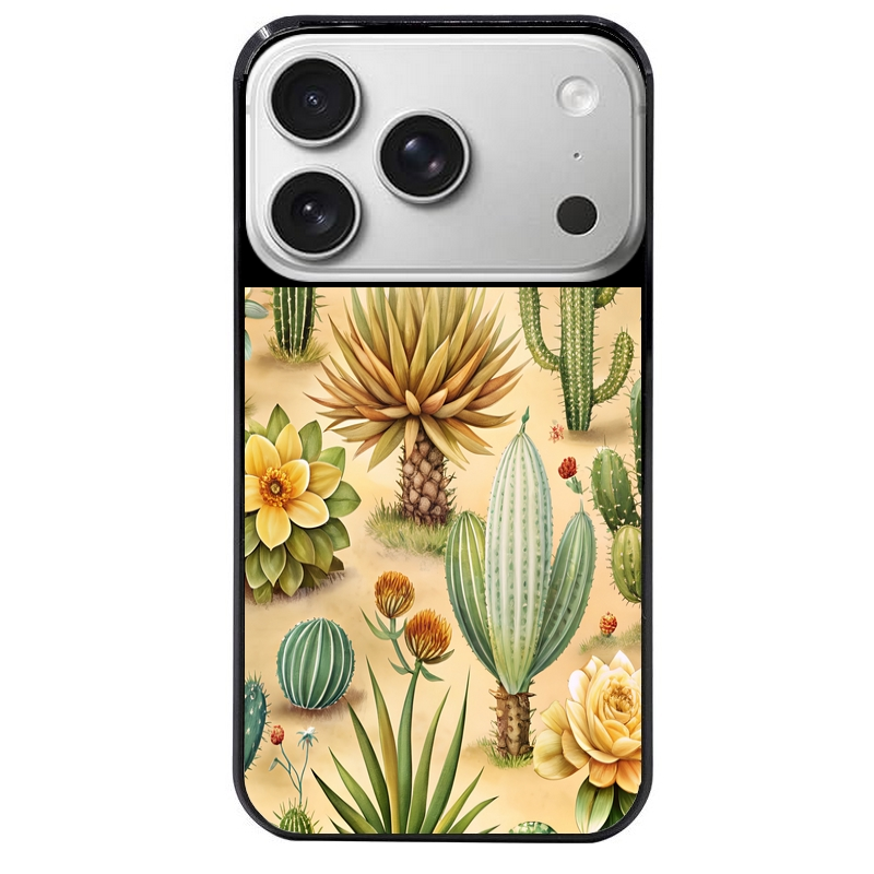 Coque noire taperso pour Iphone 17 17E AIR MAX PRO avec motif cactus et succulent protection antichoc personnalisée