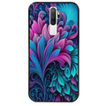 Coque noire taperso pour OPPO A5 A9 2020 avec motif tropical violet et des fleurs protection antichoc personnalisée