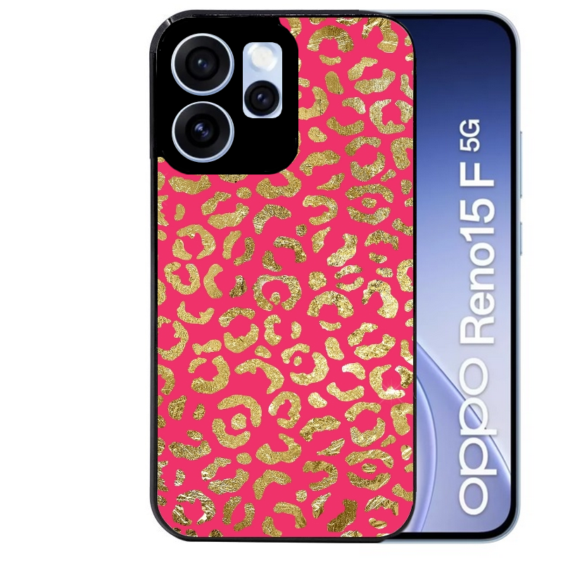 Coque noire taperso pour OPPO Reno 15 et F FS 5G avec motif leopard fuschia protection antichoc personnalisée
