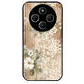 Coque noire taperso pour POCO C75 avec motif bois et dentelle 1 protection antichoc personnalisée