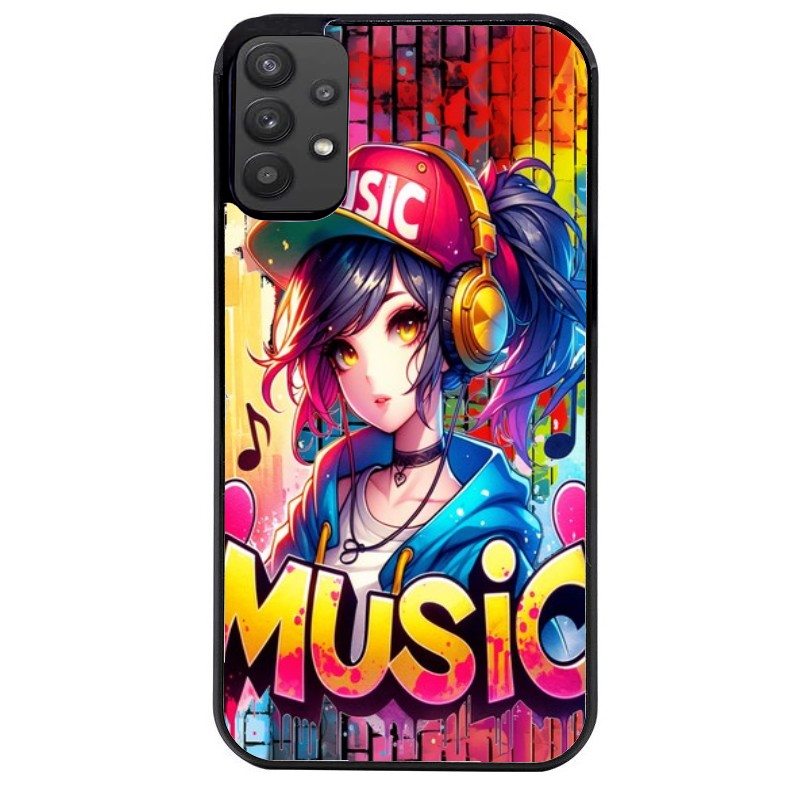 Coque noire taperso pour galaxy A22 A32 A52 A52S 4G 5G  avec motif anime manga et music protection antichoc personnalisée