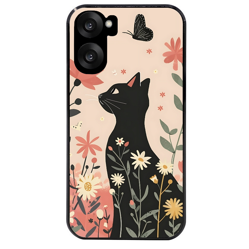 Coque noire taperso pour OnePlus Nord CE5 avec motif chat papillon 1 protection antichoc personnalisée
