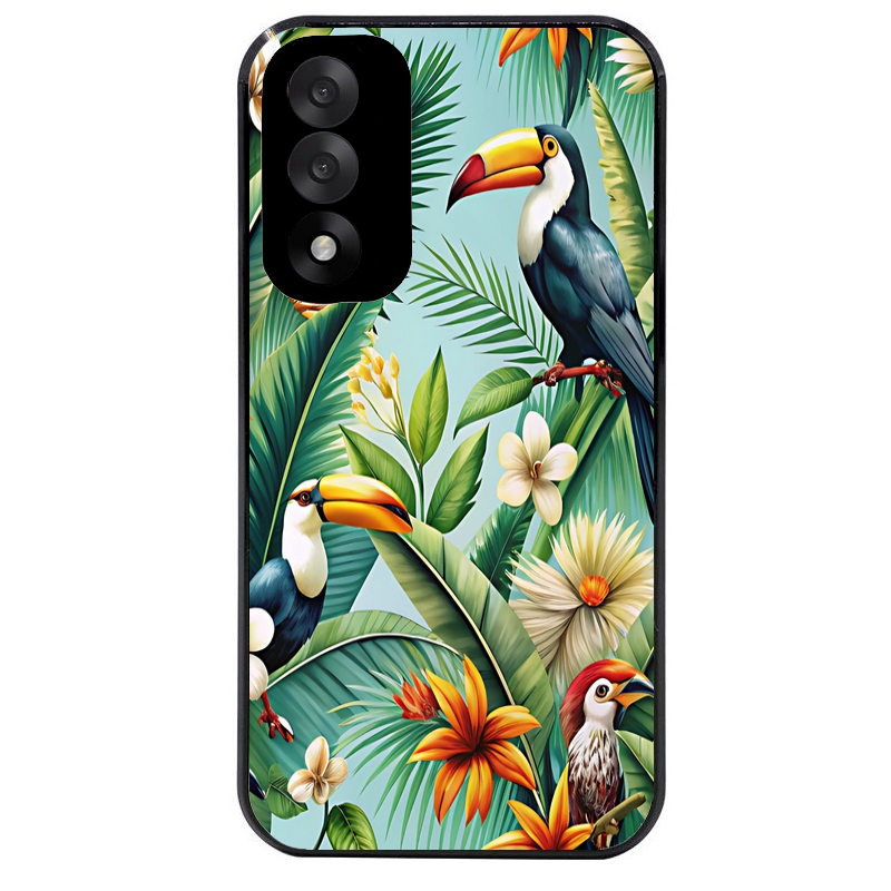 Coque noire taperso pour OnePlus Nord 5 avec motif perroquet tropical protection antichoc personnalisée