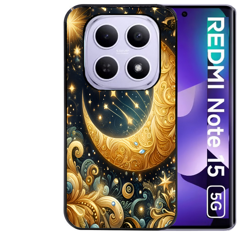 Coque noire taperso pour Redmi Note 15 et PRO PLUS 4G 5G avec motif lune astre protection antichoc personnalisée