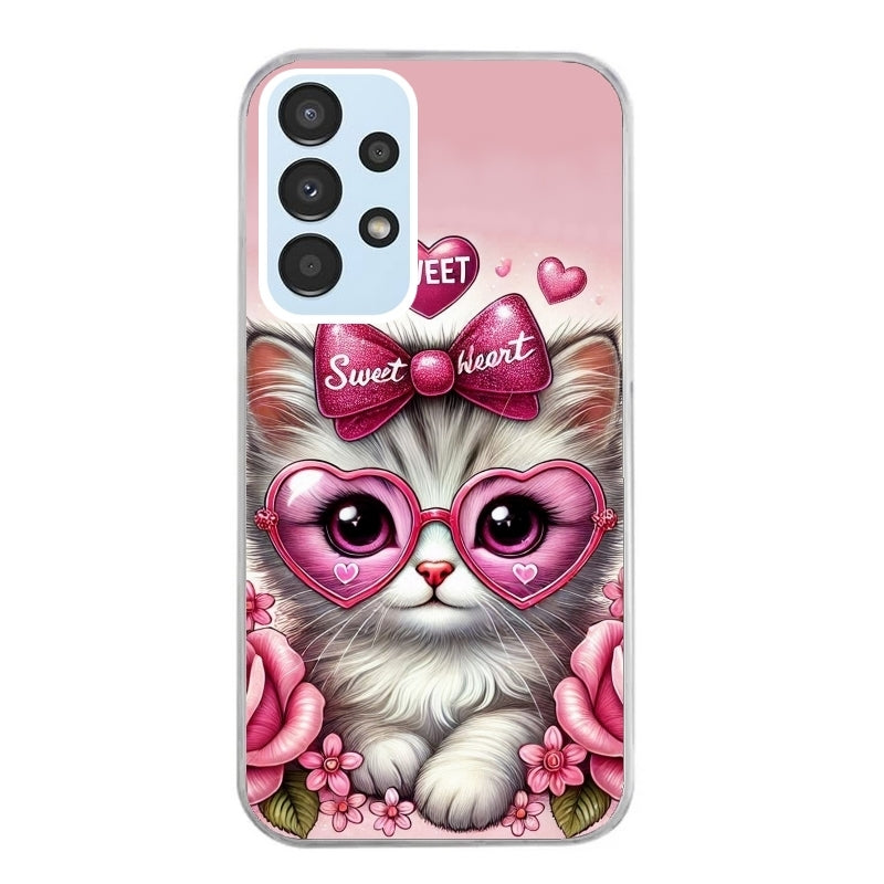 Coque taperso pour Galaxy A13 4G et 5G A23 A53 avec motif chat lunettes protection antichoc personnalisée