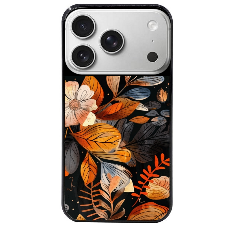 Coque noire taperso pour Iphone 17 17E AIR MAX PRO avec motif fleur automne protection antichoc personnalisée