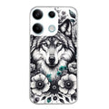 Coque taperso pour POCO X6 5G avec motif loup et fleur protection antichoc personnalisée