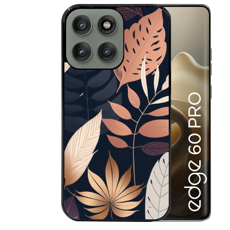 Coque noire taperso pour Moto Edge 60 et Neo Fusion Pro avec motif jungle et feuilles protection antichoc personnalisée