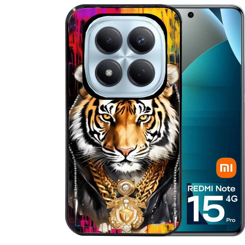 Coque noire taperso pour Redmi Note 15 et PRO PLUS 4G 5G avec motif tigre style hip hop protection antichoc personnalisée
