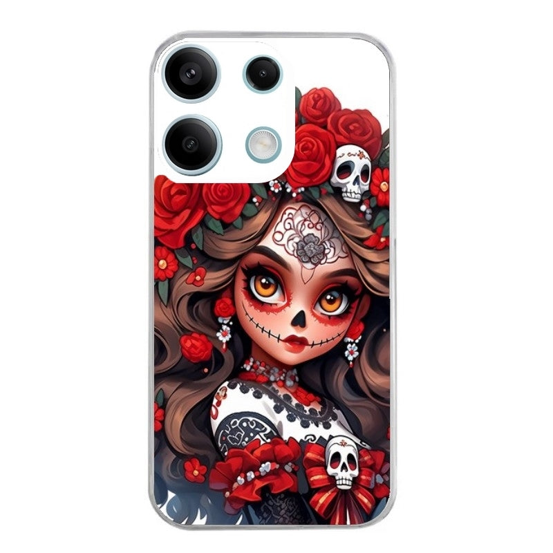 Coque taperso pour POCO M6 PRO 4G avec motif tete de mort calavera rouge protection antichoc personnalisée