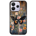 Coque noire taperso pour Redmi Note 14 et PRO PLUS 4G 5G avec motif bois et papillon 2 protection antichoc personnalisée