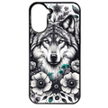 Coque noire taperso pour POCO C71 4G avec motif loup et fleur protection antichoc personnalisée