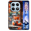 Coque noire taperso pour Redmi Note 15 et PRO PLUS 4G 5G avec motif renard et fox anime protection antichoc personnalisée