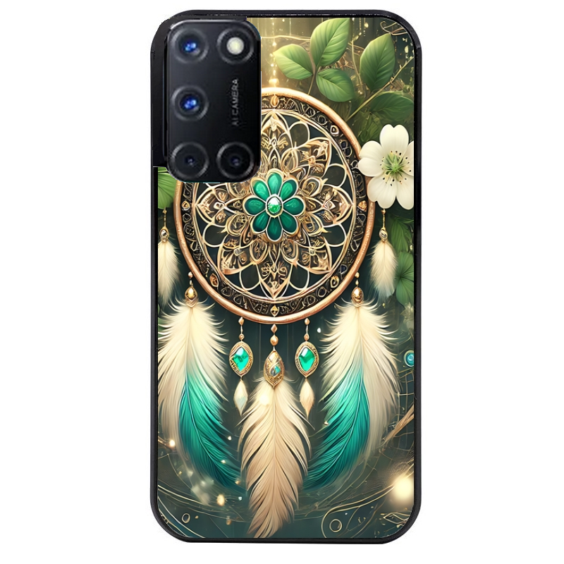 Coque noire taperso pour OPPO Reno 8 LITE avec motif dreamcatcher talisman protection antichoc personnalisée