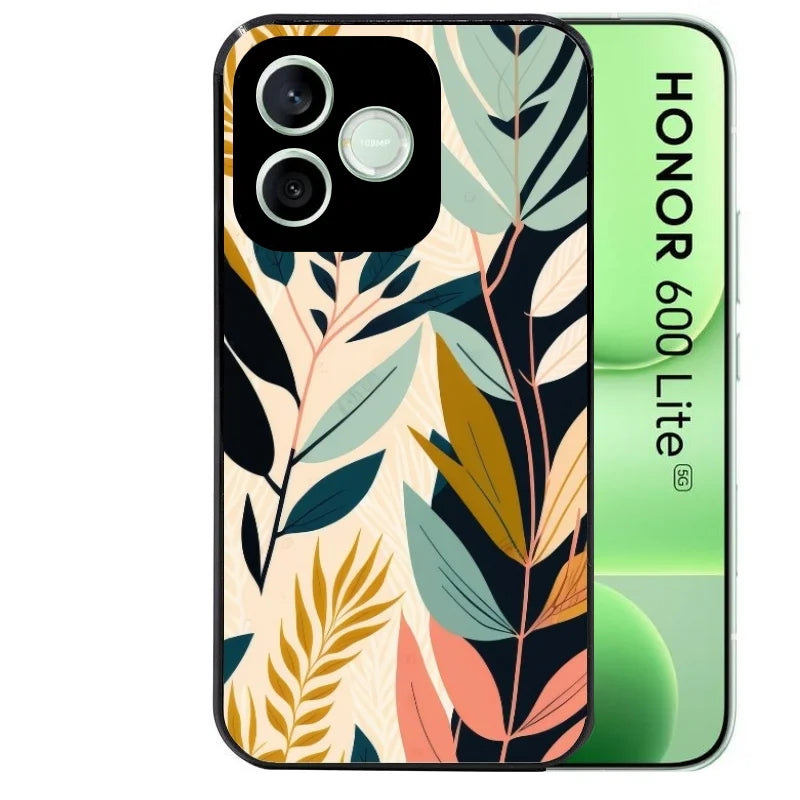 Coque noire pour Honor 600 LITE avec motif vintage et fleur protection antichoc personnalisée