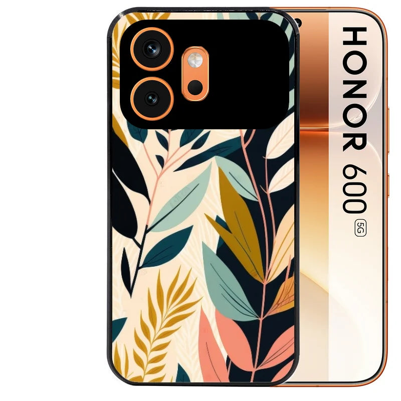 Coque noire taperso pour Honor 600 et 600 PRO avec motif vintage et fleur protection antichoc personnalisée