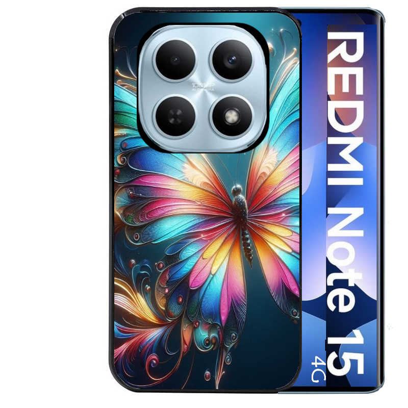 Coque noire taperso pour Redmi Note 15 et PRO PLUS 4G 5G avec motif papillon arc protection antichoc personnalisée