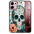 Coque noire taperso pour OPPO A6 PRO 4G et 5G avec motif mort mexicaine turquoise protection antichoc personnalisée