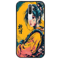 Coque noire taperso pour OPPO A5 A9 2020 avec motif samourai girl anime protection antichoc personnalisée
