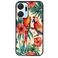 Coque noire taperso pour Honor X7A avec motif perroquet et fleurs protection antichoc personnalisée