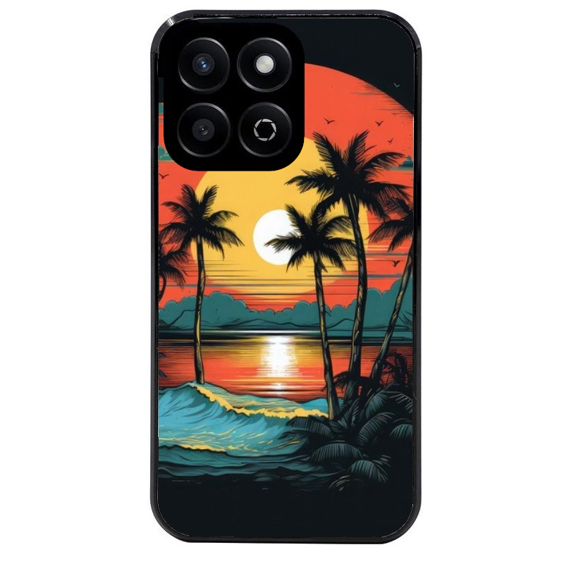 Coque noire taperso pour Honor 70 LITE 90 et LITE avec motif hawaii palmier protection antichoc personnalisée