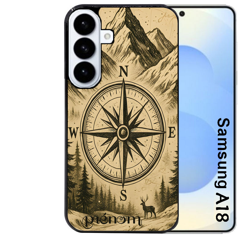 Coque pour Galaxy A08 A18 A28 A38 A58 personnalisée voyage et boussole