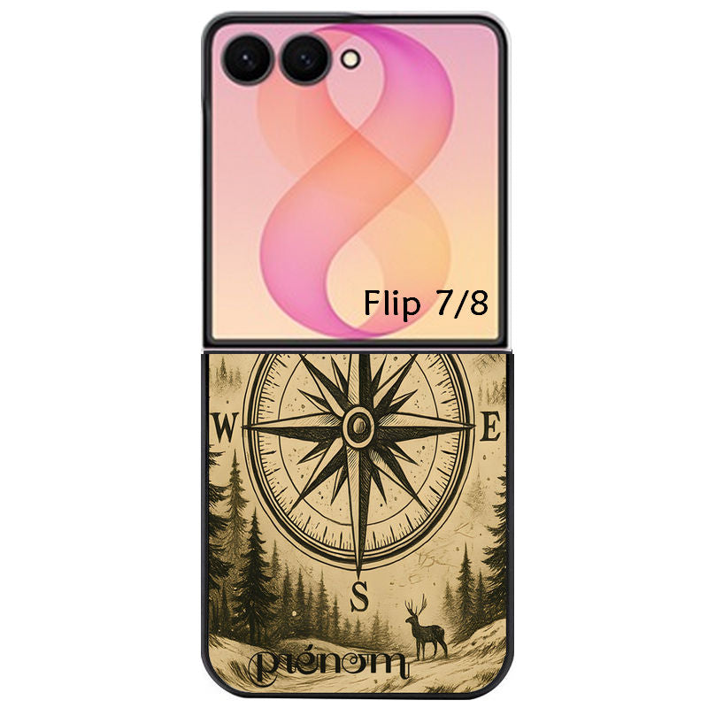 Coque pour Z FLIP 6 7 8 personnalisée voyage et boussole