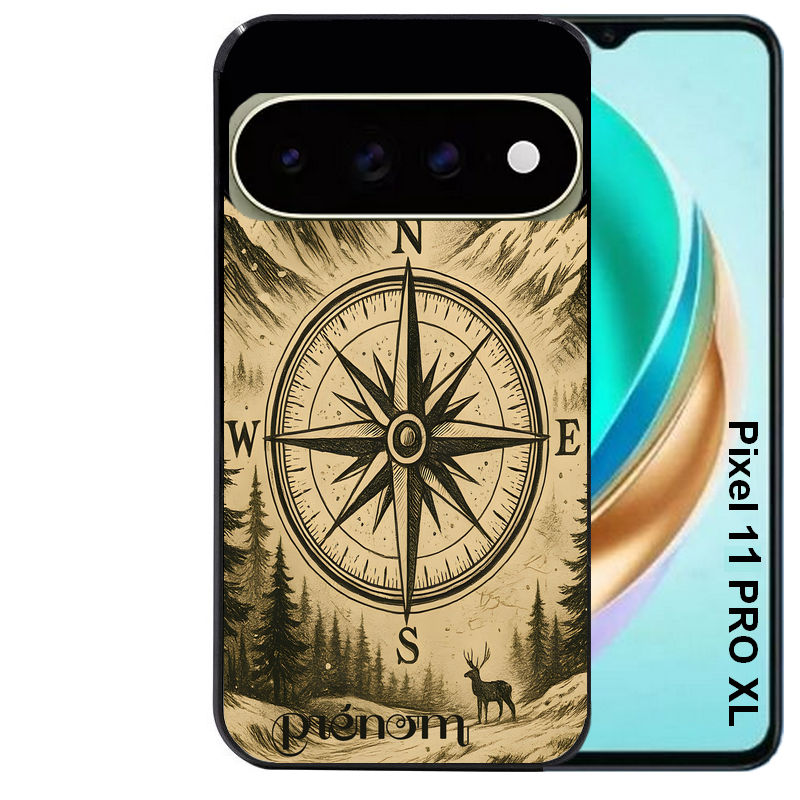 Coque pour Pixel 10 / 11 / PRO / XL personnalisée voyage et boussole