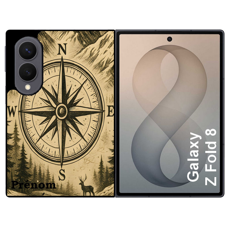 Coque pour Z FOLD 8 personnalisée voyage et boussole