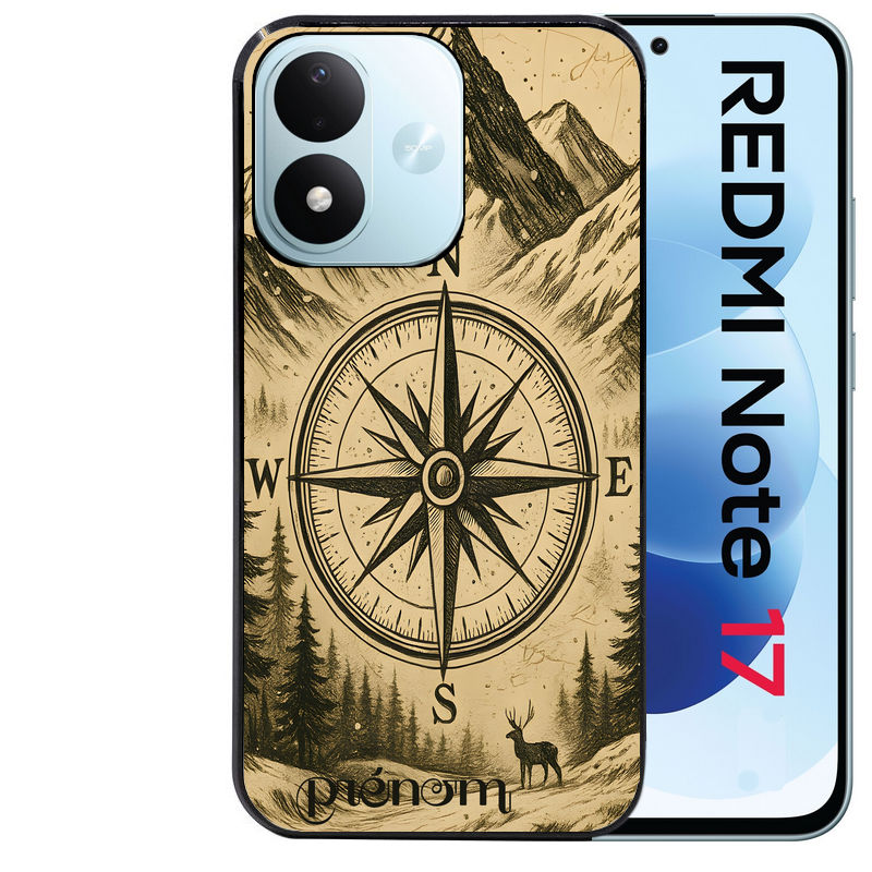Coque pour Redmi Note 17 et PRO 4G 5G Max personnalisée voyage et boussole