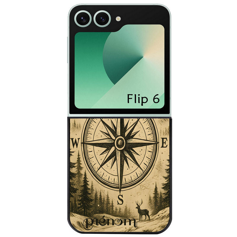 Coque pour Z FLIP 6 7 8 personnalisée voyage et boussole
