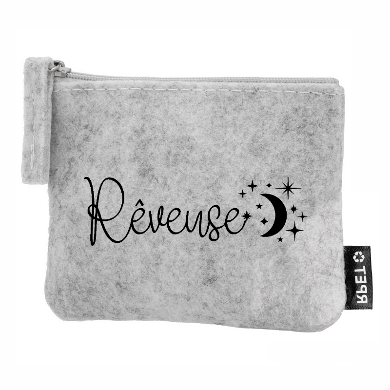 Porte monnaie personnalisé reveuse en feutrine en feutrine