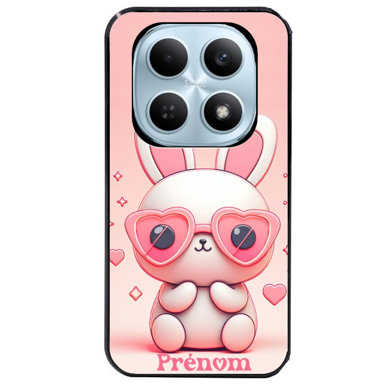 Coque noire taperso pour POCO M8 5G et PRO 5G avec motif lapin lunettes personnalisee protection antichoc personnalisée