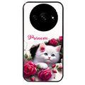 Coque noire taperso pour Redmi A3 avec motif chat fleurs personnalisee protection antichoc personnalisée