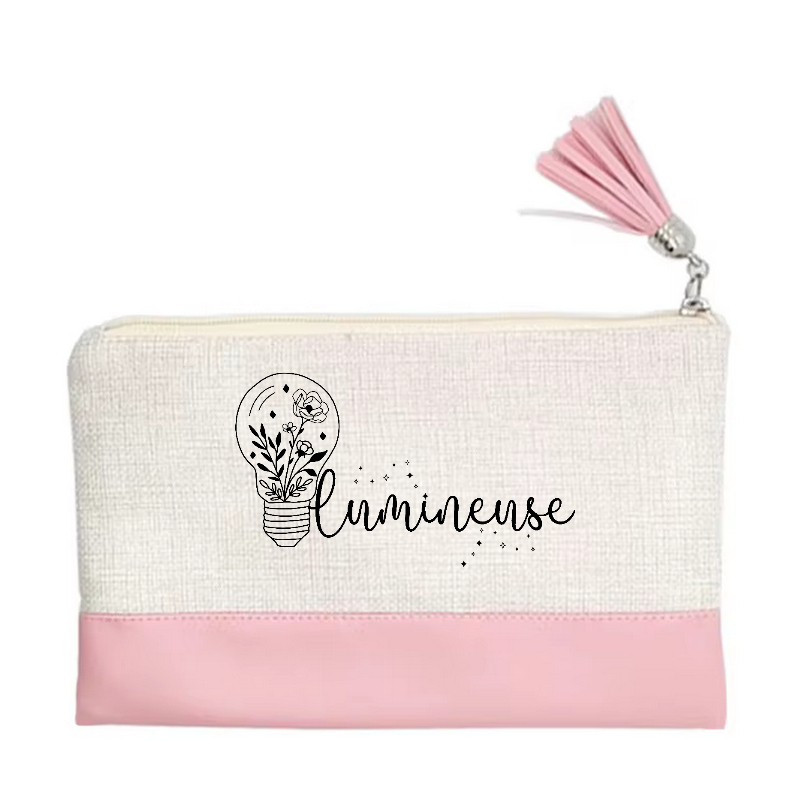 Pochette motif lumineuse en toile et simili cuir