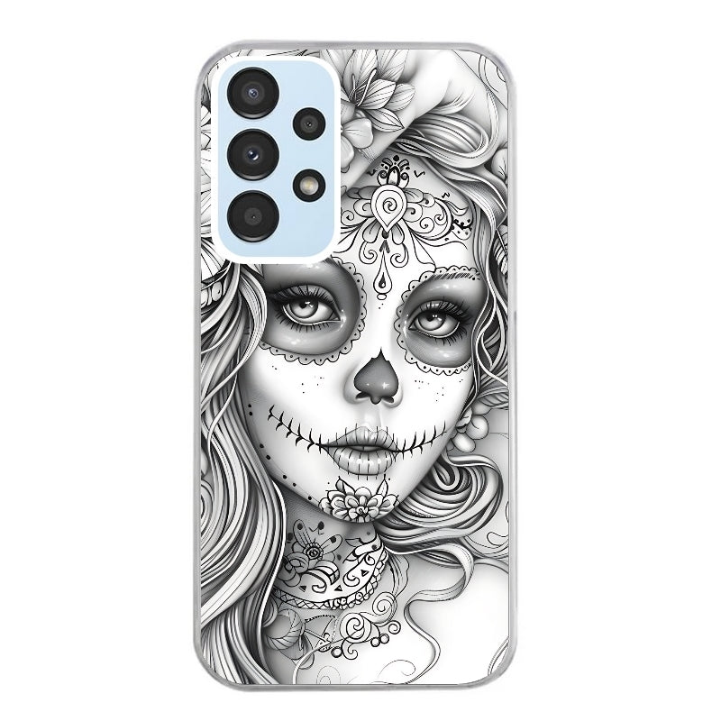 Coque taperso pour Galaxy A13 4G et 5G A23 A53 avec motif mort calavera tatoo protection antichoc personnalisée