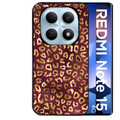 Coque noire taperso pour Redmi Note 15 et PRO PLUS 4G 5G avec motif leopard grenat protection antichoc personnalisée