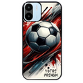 Coque noire taperso pour Redmi A1 et A2 avec motif ballon foot avec prenom protection antichoc personnalisée