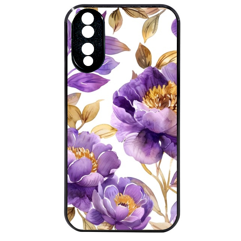 Coque noire taperso pour Honor 70 LITE 90 et LITE avec motif fleur pivoine protection antichoc personnalisée