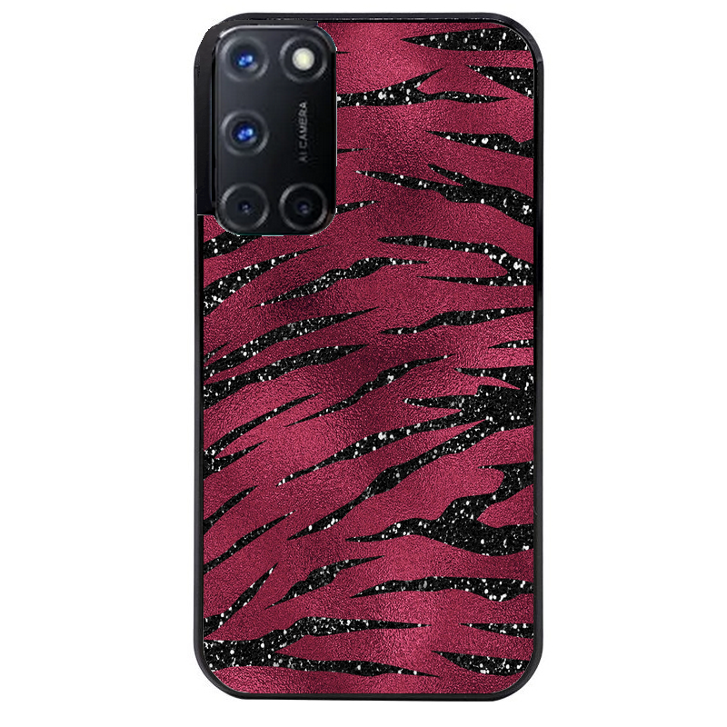 Coque noire taperso pour OPPO A72 4G avec motif zebre grenat protection antichoc personnalisée